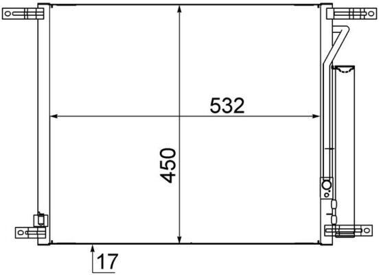 Klima Radyatörü Kondenser Chevrolet Aveo Al/Al 515X428x16 MAHLE AC707000S