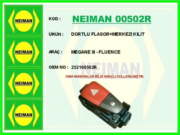 Dortlu Flasor Merkezı Kılıt Megane Iıı - Fluence NEIMAN 00502R