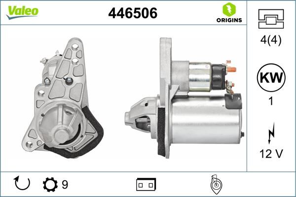 Marş Motoru Nıssan Qashqaı 1.6L Hr16de J10 06-13 / Note 1.6L Hr16de E11 06-12 / Juke 1.6L Hr16de F15 10-> 12V 1Kw 9 Diş VALEO 446506