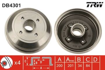 Arka Fren Kampana Corsa C 01>11 Abs Siz TRW DB4301