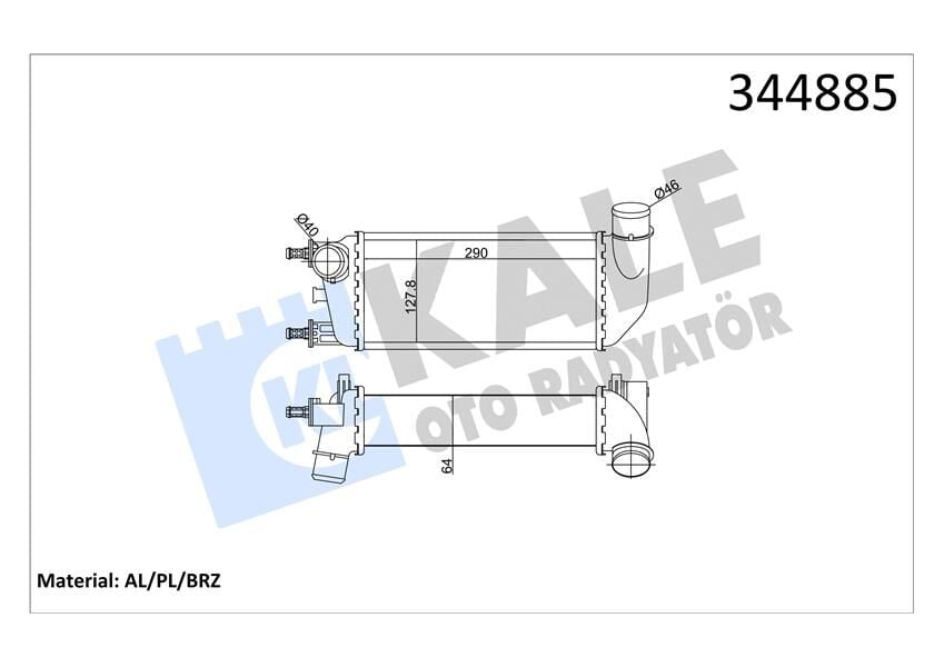 Turbo Radyatörü Intercooler Fıat 500 1.3 Dmtj 08 > Ford Ka 1.3 Tdci 08 > Al/Pl/Brz KALE 344885