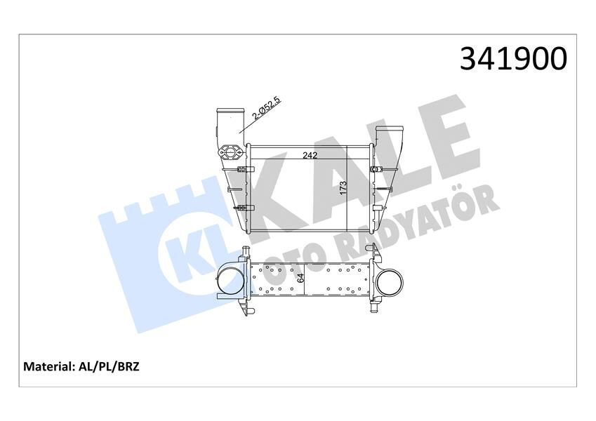Turbo Radyatörü Intercooler Passat-A4-A6 1.8T 1.9Tdı 0005 240.8X166.2X67 Al-Pl-Brz KALE 341900