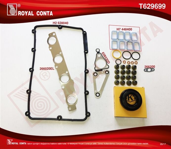 Üst Takım Conta Skt Keç. Subp.Lastik Skc Siz Transıt V348 11>14 V363 14 > Ranger 12 > 2.2Tdcı 155Ps Euro5 A.Ceker ROYAL T629699