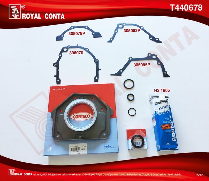 Alt Takım Conta Corteco Keçeli Grande Punto-Palıo-Lınea 1.4 16V 199A6.000 ROYAL T440678