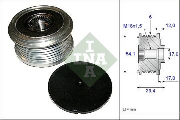 Alternatör Kasnağı Rulmanlı Fıesta V 01-10 -Fusıon 02-05 1.4 Tdcı-Mada 2 1.4 Cd 03 > 6 Kanal INA 535009010