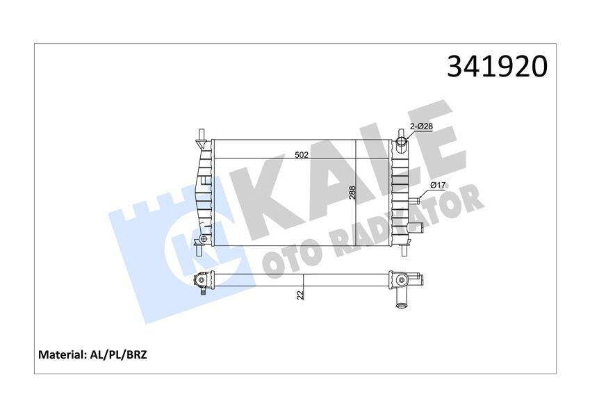 Motor Su Radyatoru Fıesta Iv 96>02 Mazda 121 Iıı 1.0 / 1.3 Klımasız KALE 341920