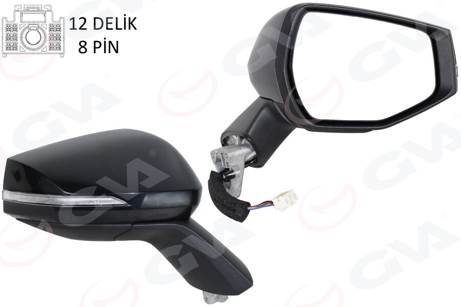 Dış Dikiz Aynası Sağ Elektrikli Katlanır Isıtmalı Sinyalli Dış Bükey Siyah Kapak- 8 Pin Kıa Sporta Ge 23-> GVA 1091144