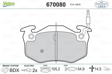 Ön Balata Renault R5 72>85 Clıo I 91>98 Express 85>92 Twıngo I 93>07 Fişli VALEO 670080