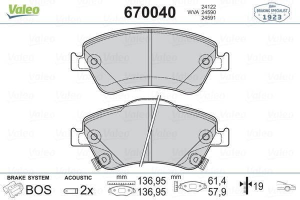 Ön Fren Balata Toyota Aurıs. Corolla 1.4L 1Ndtv Nde150 D-4D Dizel 07-> VALEO 670040