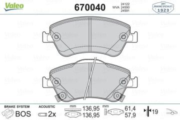 Ön Fren Balata Toyota Aurıs. Corolla 1.4L 1Ndtv Nde150 D-4D Dizel 07-> VALEO 670040