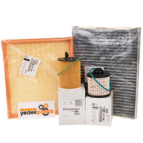 Peugeot 508 1.6 Bluehdi Periyodik Yağ Bakım Filtre Seti Karbonlu Polen Orjinal 1610693780 - 9801366680 - 9802348680 - 6479K9