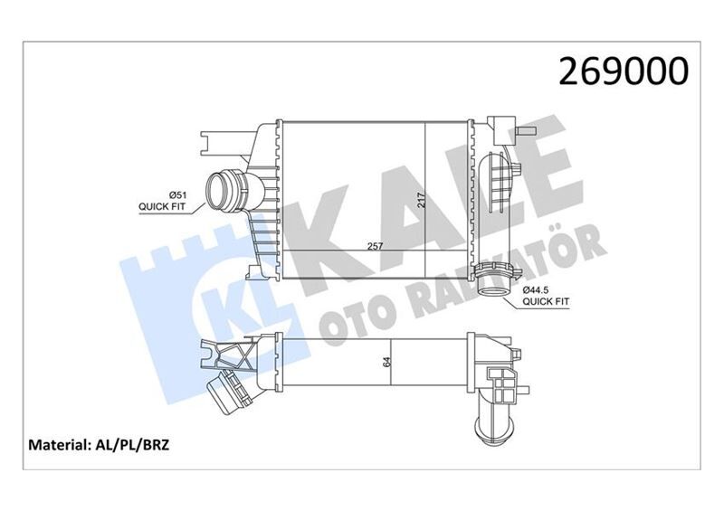 Turbo Radyatörü Intercooler Clıo Iv 12> Captur 13> Duster 13> 0.9Tce 1.2Tce 1.5Dci KALE 050CAC060