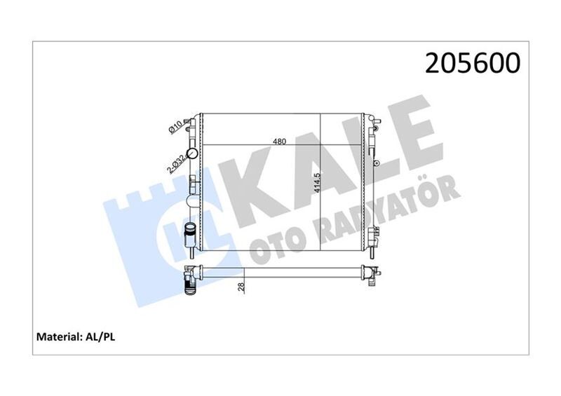 Radyatör Clıo Iı-Kng-Logan1.5 Dcı-1.6 16V-1.9 Dtı-K4m Ac Klimasız Mek 480X414.5X23 2Sıra Al Pl KALE 0528292AL