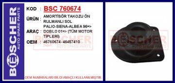 Amortisör Takozu Ön Rulmanlı Sol Palıo-Sıena-Albea 96 > Doblo 01 > Tüm Motor Tipleri BSC 760674