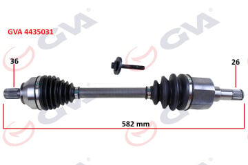 Ön Aks Komple Sol Ford Focus Iı 1.6Tdci 04>11-Cmax 1.6Tdci 04>11 Volvo S40 Iı 04>12 S40 Iı 544 05>12 V50 545 05>12 1.6D-1.8-2.0D 26X36x583mm GVA 4435031