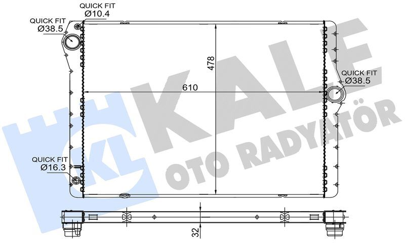 Motor Su Radyatoru Bmw N63 N74 F01 F02 F03 F04 Otomatık Sanzıman KALE 364495