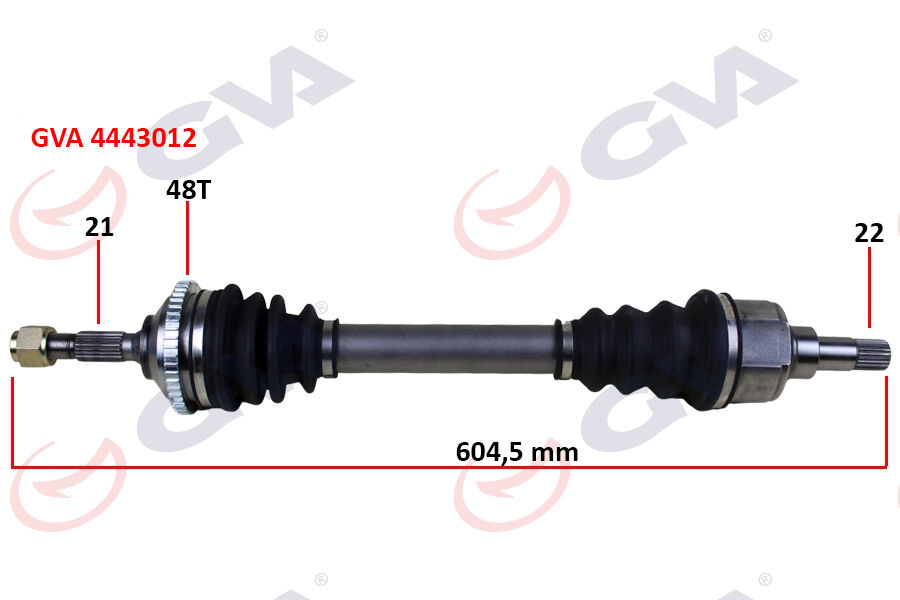 Komple Aks Sol Peugeot 206 1.6İ 98-06 Tu5 Abs Li 48 Diş 604Mm GVA 4443012