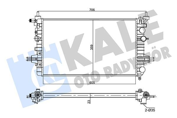 Su Radyatörü Opel Astra H 04 >Zafıra 05 > 1.6 1.8 Mt Ac Nac Mekanik 605X359x23 KALE 357020
