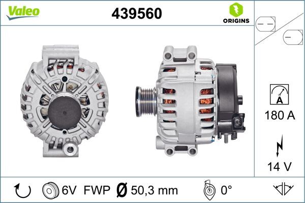 Alternator 14V 180A Bmw E60 E61 E87 E90 E91 E92 E63 E64 E65 E66 G32 VALEO 439560