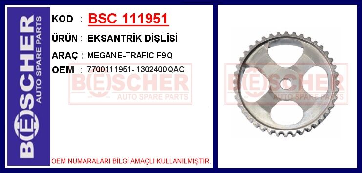 Eksantrik Dişlisi Megane-Trafıc F9q BSC 111951