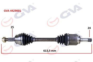 Komple Aks Sol Doblo 1.9 Jtd 01> Doblo-Albea 1.3 Mtj 05> 613.5Mm GVA 4429001