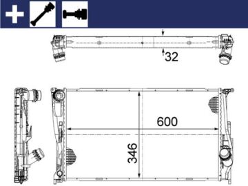 Motor Su Radyatoru Bmw N47 N54 N55 M47 E81 E82 E87 E88 E90 E91 E92 E93 E84 E89 Manuel Sanzıman MAHLE CR1083000S