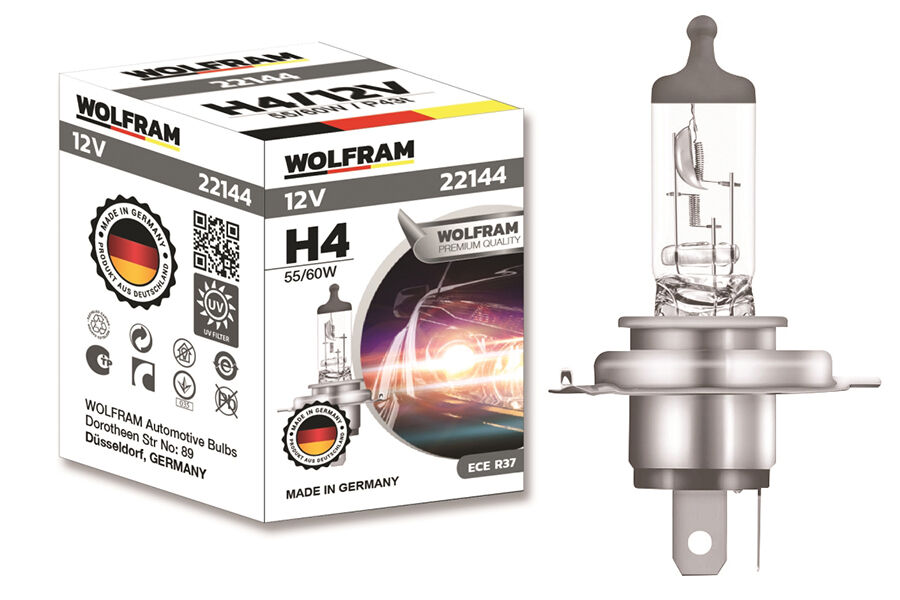Ampul 12V H4 55/60W P43t Standart Işık Tırnaklı P43t 64193 64193 WOLFRAM 22144