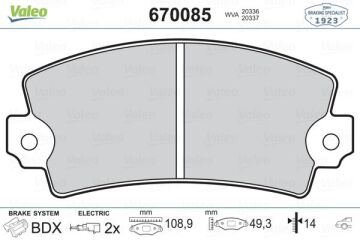 Ön Balata Fişli R12 C15 Vısa 82-91 VALEO 670085