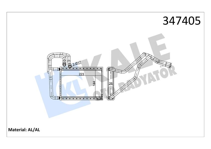 Kalorifer Radyatörü Kıa Cerato 1.5L D4fa Crdi 05-06 1.6L G4ed Benzinli 04-09 2.0L D4ea Dizel 04-06 - Aleminyum KALE 347405