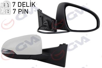 Dış Dikiz Aynası Sağ Elektrikli Isıtmalı Sinyalli Astarlı Dış Bükey Toyota Yarıs 1.33L 1Nr -Fe Nsp130 12-17 / 1.4L 1Nd-Tv Nlp130 12-18 GVA 1071223