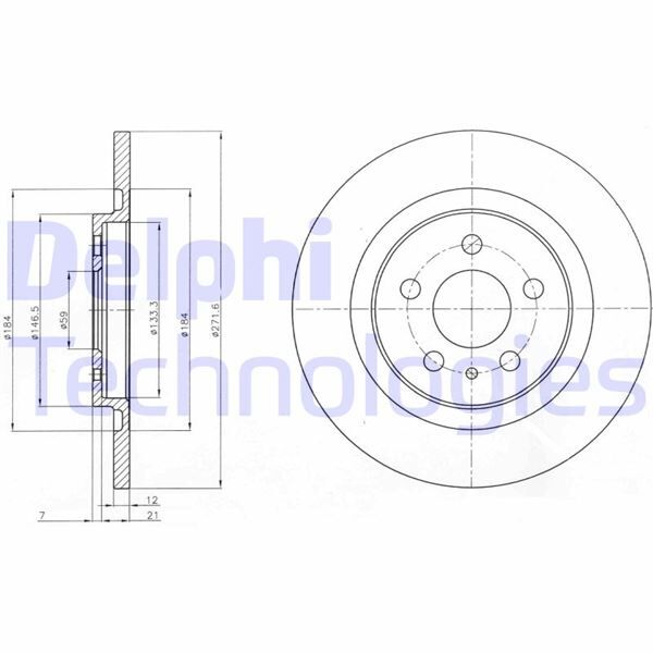 Arka Fren Aynası P807 2.0-2.2Hdı 02> C8 2.0Hdi 2.2Hdi 02> Ulysse 02> 272X12x5dl DELPHI BG3741