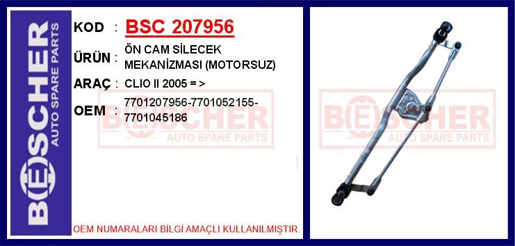Ön Cam Silecek Mekanizması Motorsuz Clıo Iı 2005 > BSC 207956