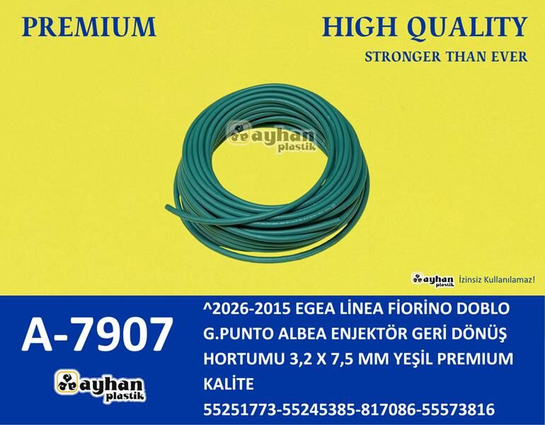 Enjektör Yakıt Gerı Dönüş Hortumu Opel Astra H-J Corsa D-E Merıva A-Combo-Agıla B 1.3 Cdtı Fıat 500 1.3 Mjt 95Ps 1248Cc-Doblo 1.3 Mjt 16 > Ürün Uzunluğu 25 Metre AYHAN A7907