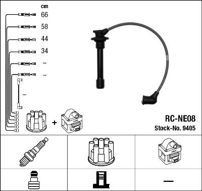 Buji Kablosu Nıssan Prımera 1.6L Ga16 P11 96-01 / Sunny 1.6L Ga16 N14 90-94 Rc-Ne08 NGK 9405