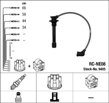 Buji Kablosu Nıssan Prımera 1.6L Ga16 P11 96-01 / Sunny 1.6L Ga16 N14 90-94 Rc-Ne08 NGK 9405