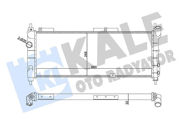 Su Radyatörü Opel Corsa B-Combo-Tıgra 1.2I 1.4I 1.6I 16V 93 > Mt Ac Mekanik 680X268x32 KALE 357015