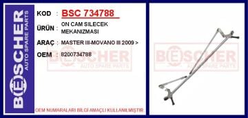 Cam Silecek Mekanizması Renault Master Iıı 10> Motorsuz BSC 734788