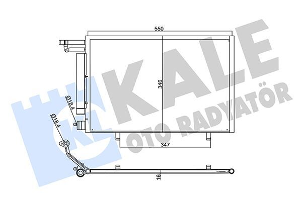 Klima Radyatörü Ford Bmax-Fiesta 08> Dizel-Benzinli Kurutuculu 550Mm-345Mm-16Mm 45Mm. Uzunluk: 550 KALE 357775