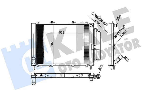 Radyatör Kondenser Kng 1.9 Dci 03 > Mek Ac Al/Al 595X377x40 KALE 382400