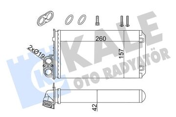 Kalorifer Renault Trafıc Iı-Opel Vıvaro A-Nıssan Prımastar 1.9/2.0/2.5Dcı 01 > Conta İlaveli Al/Mknk 260X157x42 93198689 KALE 357245