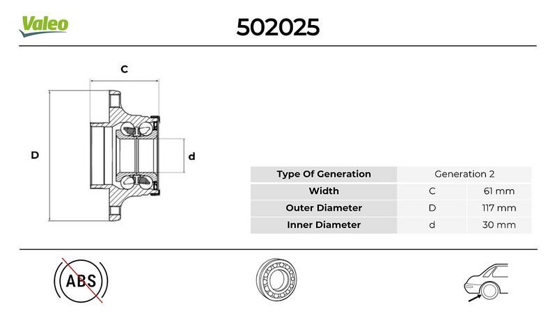 Arka Teker Poryası Rulmanlı Tempra-Doblo-Palıo-Albea-Marea Abs Siz 4 Bijon 30X117x61.7 VALEO 502025