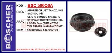 Amortisör Takozu Ön Sağ-Sol Kit Dacıa Duster 10> Dokker 13> Logan I-Iı 04> Lodgy 12> Sandero 08> BSC 500Q0A