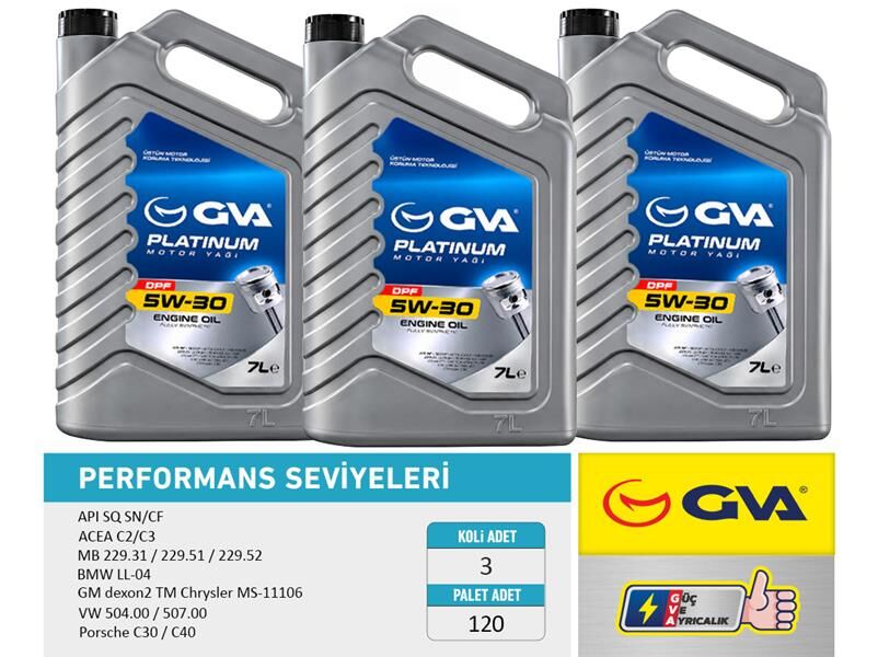 Motor Yağı 5W30 7 Lt Platınum Partiküllü- Dpf Tam Sentetik Apı Sq Sn/Cf GVA 9921156