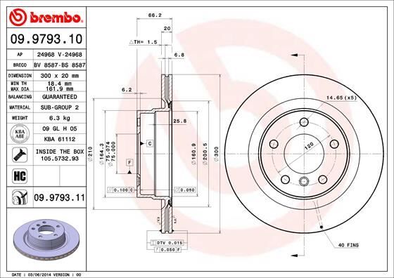 Fren Dıskı Arka Bmw F20 F21 F22 F23 E90 E91 E92 E93 F30 F31 F32 E81 E87 BREMBO 09979310