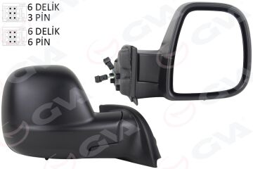 Dış Dikiz Aynası Sağ Partner-Berlıngo 12-18 Elektrikli Desenli Rezistanslı Sensörlü Otomatik Açma Kapama GVA 1045174