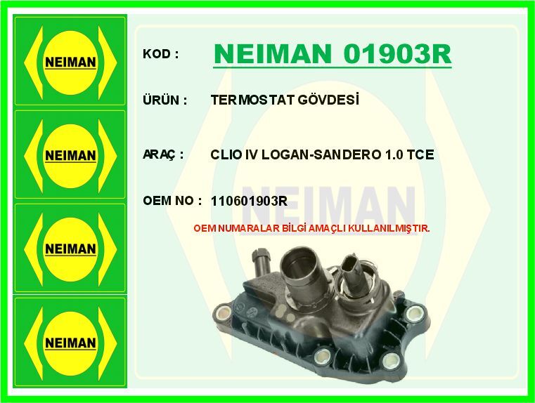 Termostat Gövdesi Clıo Iv Logan-Sandero 1.0 Tce NEIMAN 01903R