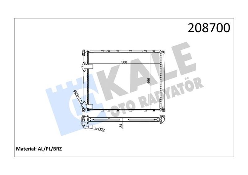 Radyatör Al/Pl/Brz Safrane 2.1/2.2/2.5 Tdı KALE 0537371AB