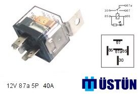 Mini Role Şeffaf 12V 5P 40A 87A USTUN RL150