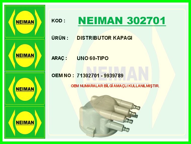 Dıstrıbutor Kapagı Uno 60-Tıpo NEIMAN 302701