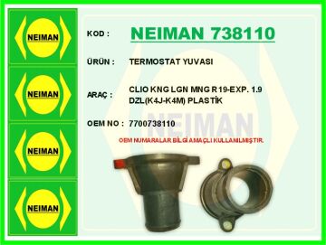 Termostat Yuvası Clıo Kng Lgn Mng R19-Exp. 1.9 Dzl K4j-K4m Plastik NEIMAN 738110